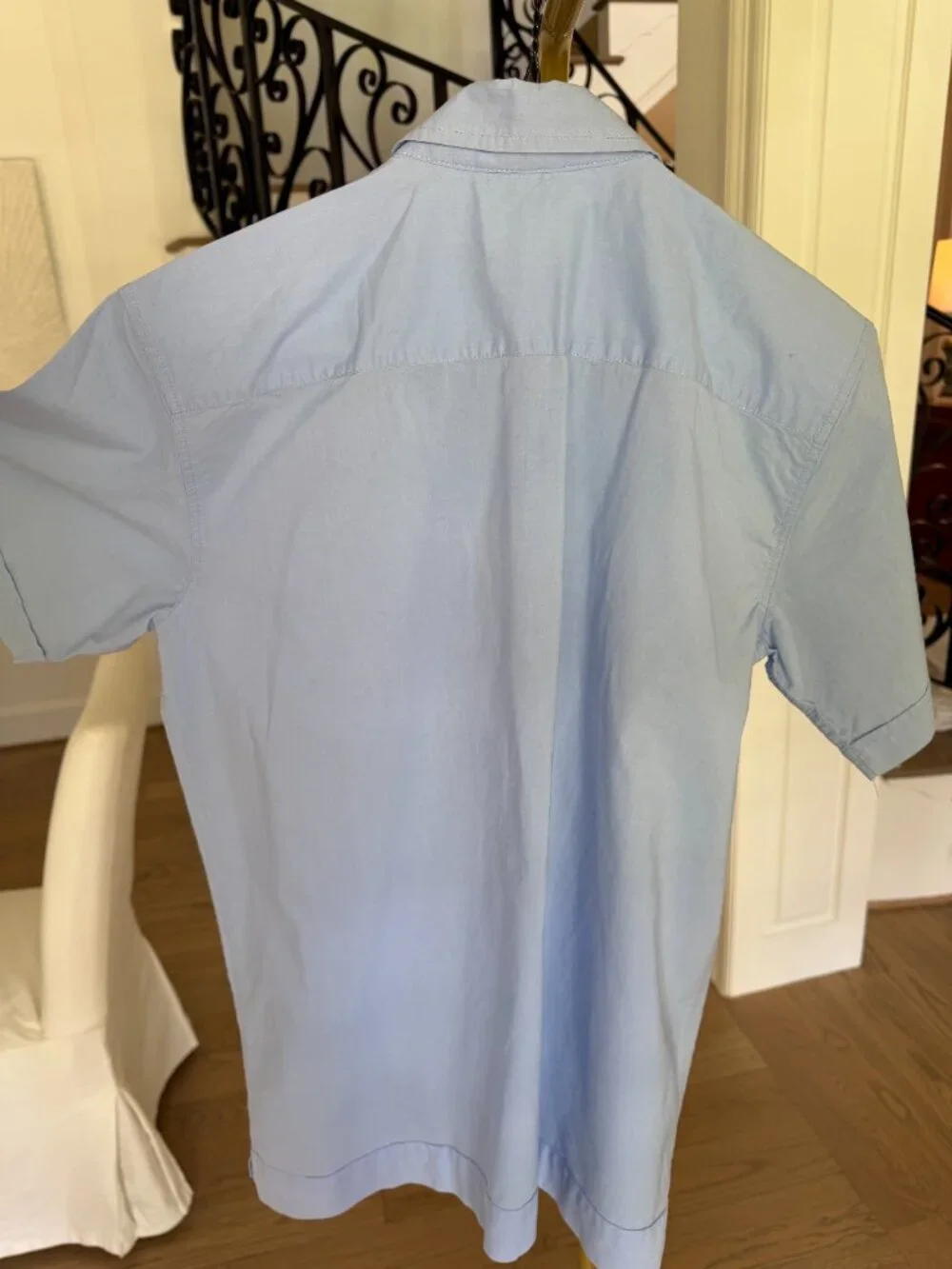 Gap Kids Boy's Light Blue Embellished Havana Short Sleeve Shirt | Size XL